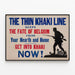 Plakat Vintage Militær Den Tynde Khaki-Linje — indrammet kunstværk på væggen