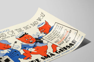 Plakat Vintage De Tre Små Grise - Disney Vægdekoration — visning af kunstværket