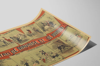 Plakat vintage des Théâtres de Maurice et de Bourbon - Gammeldags teater-vægdekoration — visning af kunstværket