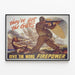 Plakat vintage militær « Giv dem mere ildkraft » — indrammet kunstværk på væggen