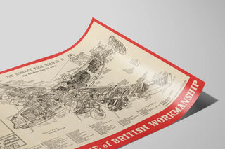 Plakat teknisk fly Handley Page Halifax II - Vintage luftfarts vægdekoration — visning af kunstværket