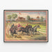 Plakat vintage travløb med sulky — indrammet kunstværk på væggen