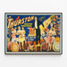Plakat vintage Tryllekunstner Thurston med hatte og danser — indrammet kunstværk på væggen
