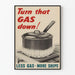 Retro vintage køkken plakat med gasbesparelse