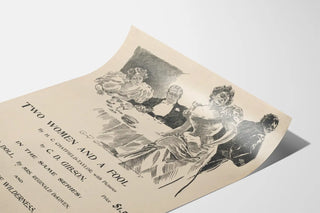 Vintage plakat Two Women and a Fool med sort-hvid illustration