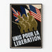 Vintage plakat Enheds for Befrielsen med soldater og flag