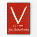 Vægplakat med Free Tjekkoslovakiet design V hvid på mur af røde mursten