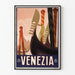Dekorativ plakat i vintage stil af Venedig - Gondoler og farverige palmer