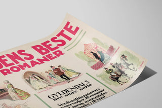 Vintage plakat Verdens bedste romaner - Skandinavisk litterær vægdekoration — visning af kunstværket