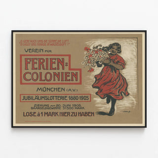 Plakat Vintage Allemande Verein Für Ferienkolonien - Retro vægdekoration — indrammet kunstværk på væggen