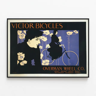 Plakat fra Victor Cykler i vintage stil til vægdekoration. — indrammet kunstværk på væggen