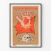 Vintage vietnamesisk plakat med blodige hænder på stjernet flaggrund