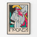 Farverig plakat af hockey i vintage grafisk stil