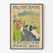 Vintage landsby schweizisk plakat udstilling Paris 1900 vægdekoration