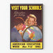 Vintage plakat Amerikansk uddannelse 1943 Besøg dine skoler
