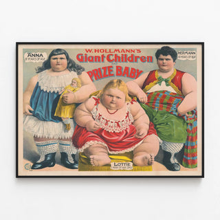 Plakat vintage W. Hollmanns Kæmpebørn og Prisbaby - Vægdekoration — indrammet kunstværk på væggen