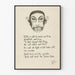 Vintage krigsplakat med poetisk tekst og stiliseret portræt
