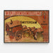 Plakat gammel verdensudstilling Amsterdam 1895 — indrammet kunstværk på væggen