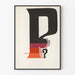 Moderne typografisk plakat 'Hvor er P?' til vægdekoration