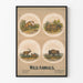 Vintage plakat med vilde dyr - ræv, bjergløve, elg og bison