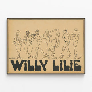 Plakat Dekorativ Vintage Willy Lilie – Stil med stregtegning — indrammet kunstværk på væggen