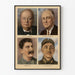 Vintage plakat af verdensledere Winston Churchill, Franklin D. Roosevelt, Joseph Staline og Chiang Kai-shek