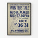 Vintage plakat af Teateret Winter's Tale og Midtsommernat's Drøm