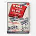 Vintage plakat Work Together Ride Together - Retro vægdekoration
