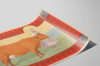 Plakat dekorativ vintage Bydla Czerwonego med traditionel cowgirl — visning af kunstværket