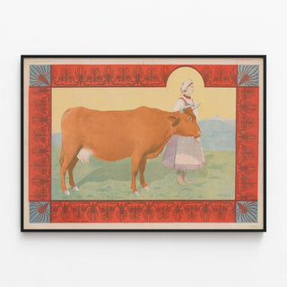 Plakat dekorativ vintage Bydla Czerwonego med traditionel cowgirl — indrammet kunstværk på væggen