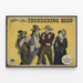 Plakat vintage western The Thundering Herd — indrammet kunstværk på væggen