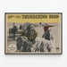 Plakat Vintage Western The Thundering Herd — indrammet kunstværk på væggen