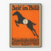 Vintage dekorativ plakat Pferd med ur på orange baggrund