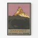 Vintage plakat af Matterhorn bjerg i Zermatt, Schweiz