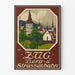 Vintage plakat Zug Berg- og Strøgbane, schweizisk by