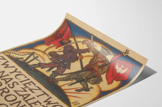 Vintage polsk militærpropagandaplakat - Historisk vægdekoration